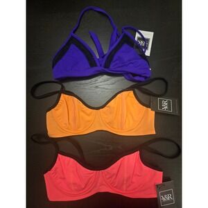 Y&R Purple Orange Pink Bikini Top Swimsuit Bra NWT Small Lot of 3 Beach Festival